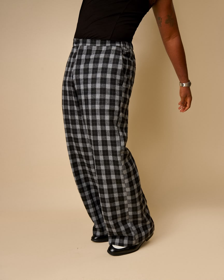 Check wide-leg trouser