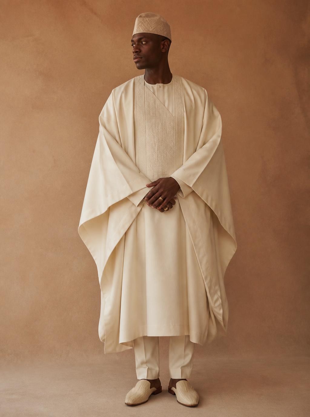 Melvado ivory agbada three-piece